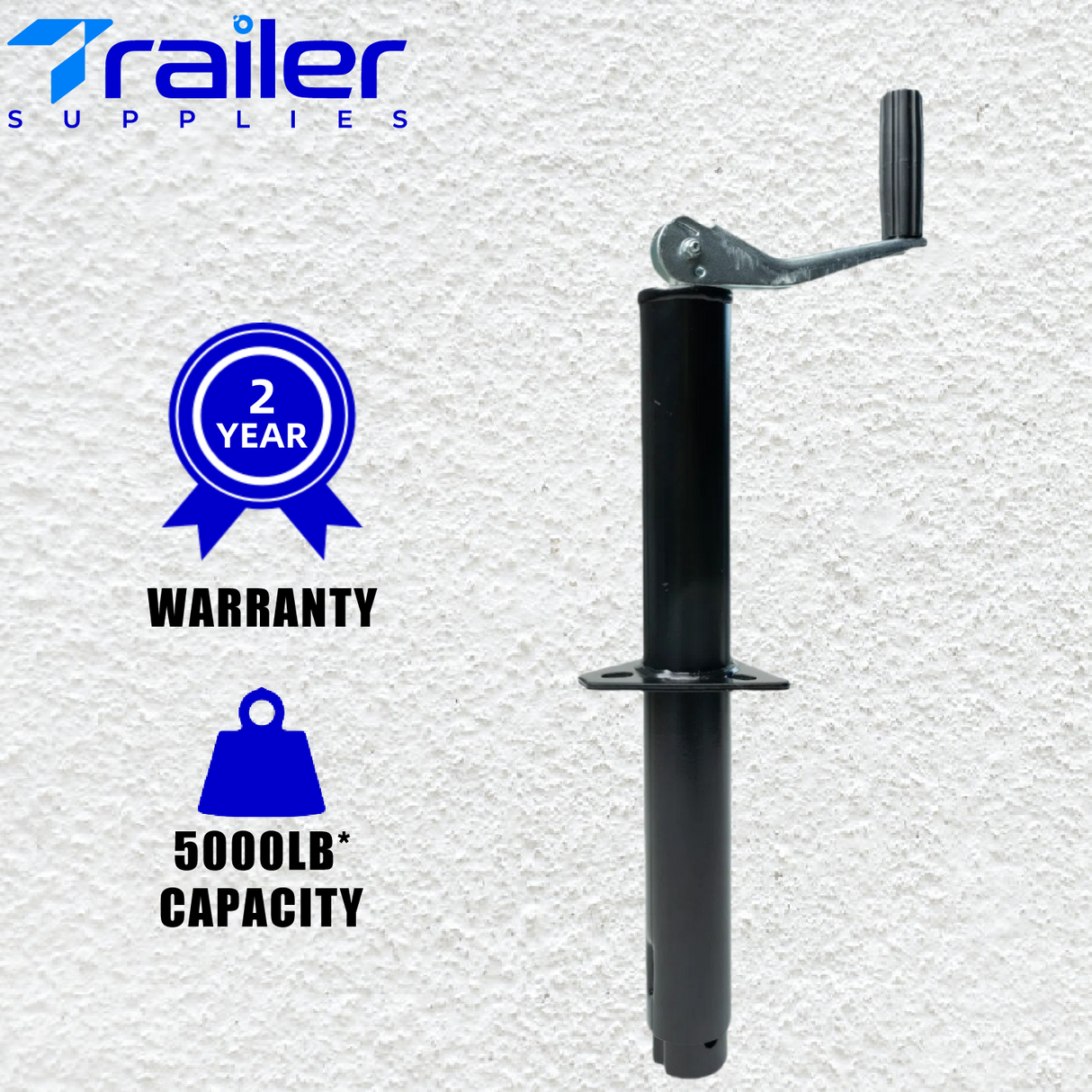 5,000 LBs Capacity,A-Frame Trailer Jack, 15-Inch Vertical Travel, Top-Wind Handle with Foot Plate, Black