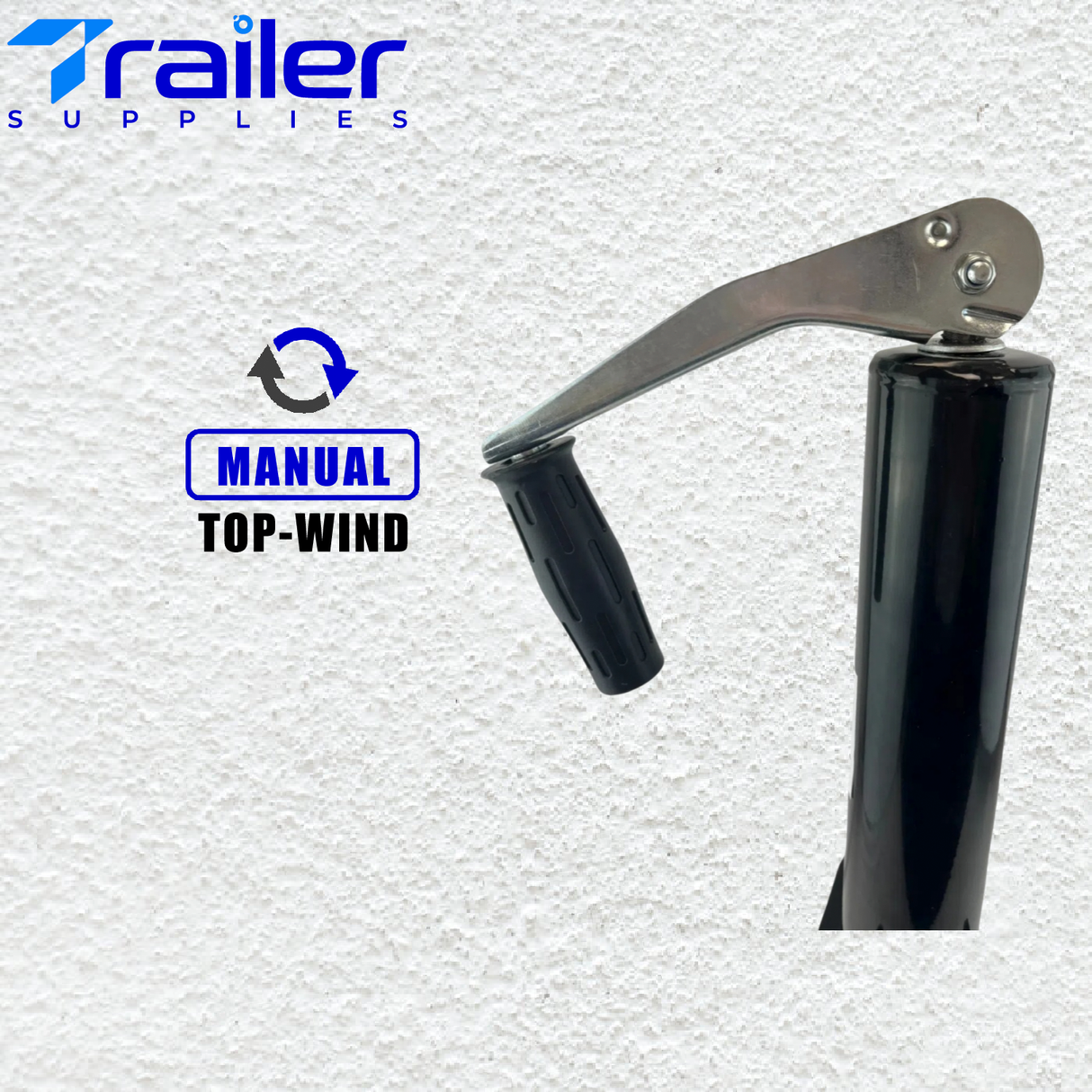 2,000 lbs Capacity, 14-Inch Vertical Travel, Top-Wind A-Frame Trailer Jack, , Black Powder-Coated, with Foot Plate