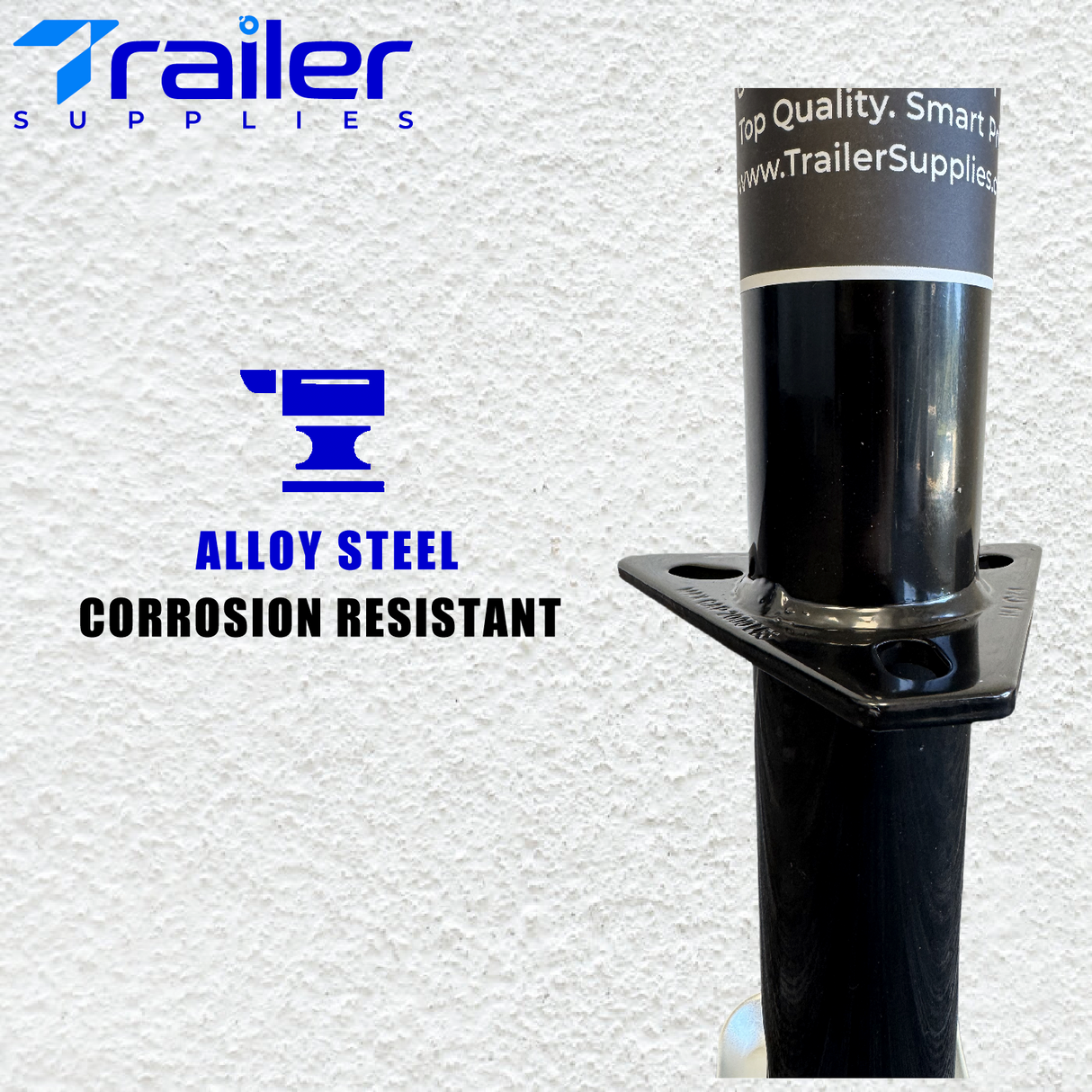 2,000 lbs Capacity, 14-Inch Vertical Travel, Top-Wind A-Frame Trailer Jack, , Black Powder-Coated, with Foot Plate