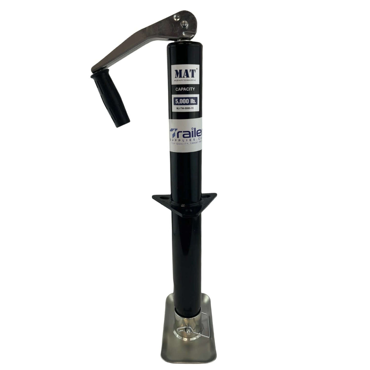 5,000 LBs Capacity,A-Frame Trailer Jack, 15-Inch Vertical Travel, Top-Wind Handle with Foot Plate, Black – Trailer Supplies