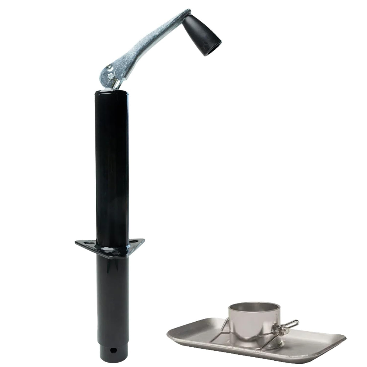 2,000 lbs Capacity, 14-Inch Vertical Travel, Top-Wind A-Frame Trailer Jack, , Black Powder-Coated, with Foot Plate-Trailer Supplies