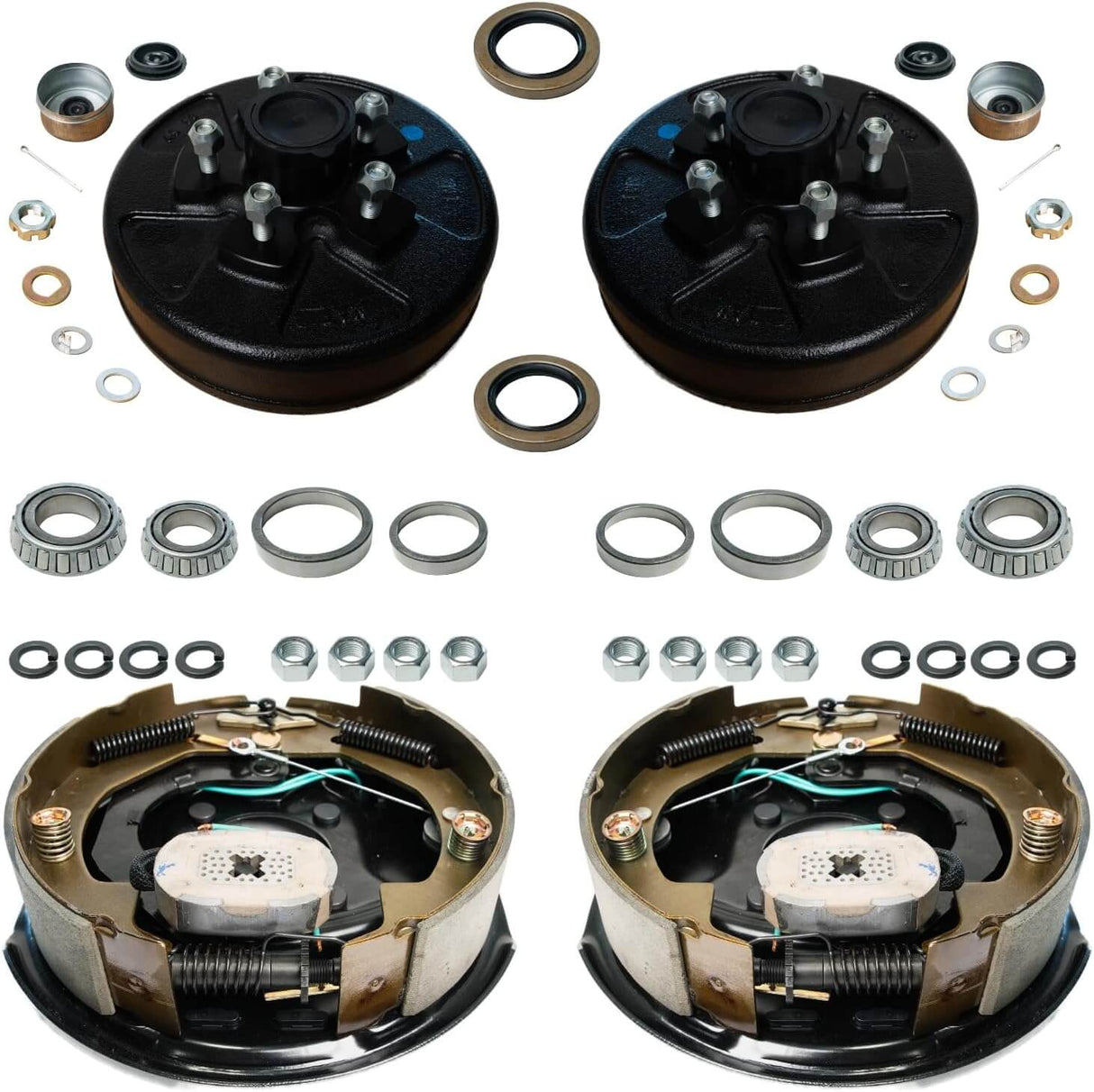 3,500 lb Axles,10"x2-1/4" Self-Adjusting Electric Brake Assemblies,4-Bolt Mount