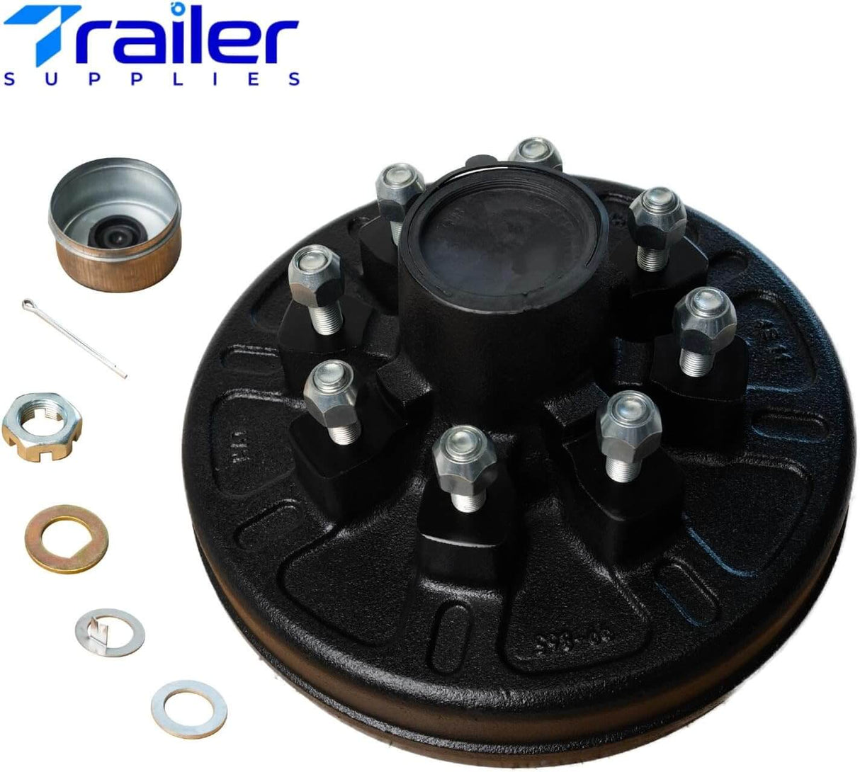 7,000 lb Brake & Drum Kit – 12"x2" Self-Adjusting Electric Brakes+ 8 on 6.5" Drums with 9/16" Studs