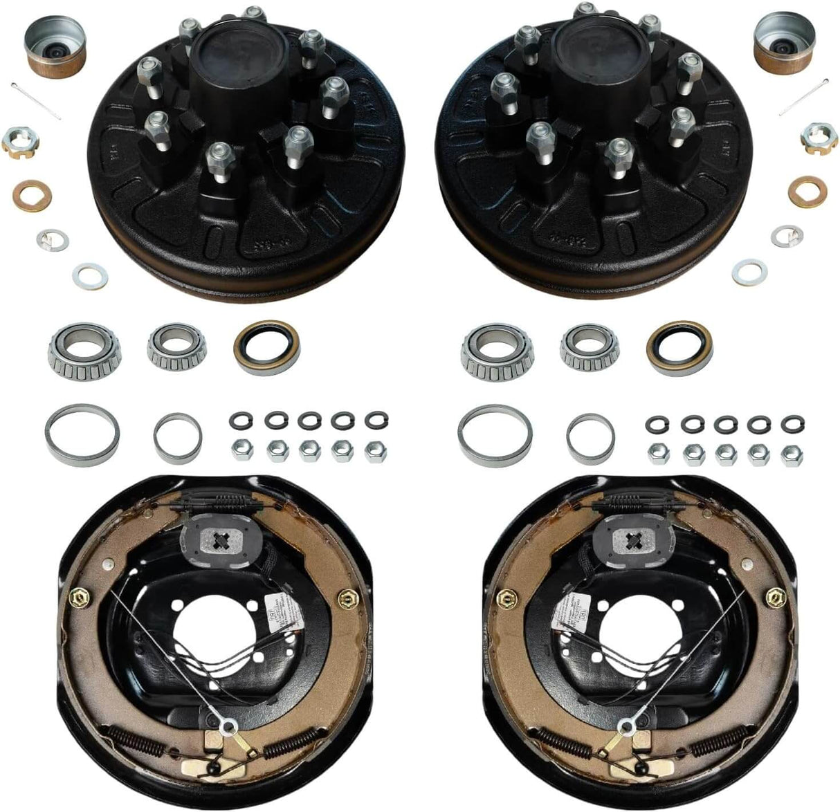 7,000 lb Brake & Drum Kit – 12"x2" Self-Adjusting Electric Brakes+ 8 on 6.5" Drums with 9/16" Studs