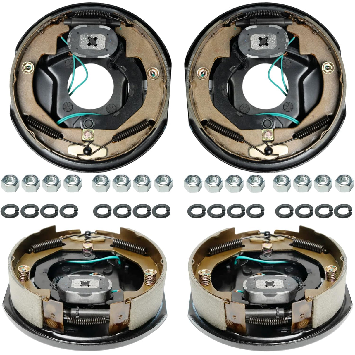 3,500 lb Axles 10" x 2-1/4" Manual Electric Trailer Brake Assembly,4-Bolt Mount