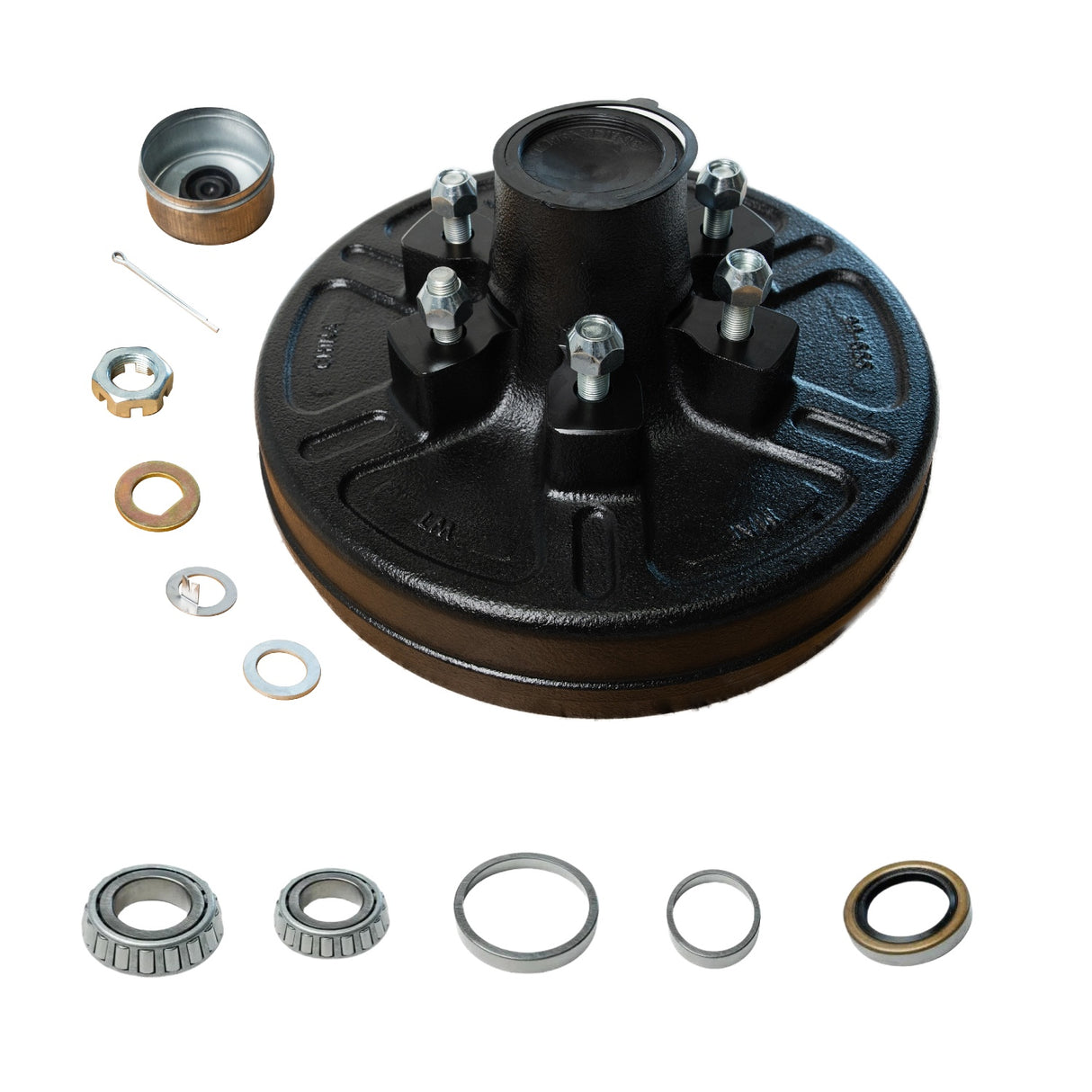 12" x 2" Brake Drum Kit for 5,200–6,000 lb Axles – 6 on 5.5"Upgrade or replace your trailer hub with this 12" x 2" Brake Drum Kit from Trailer Supplies, engineered for 5,200–6,000 lb trailer axles. This single hub and drum assembly features a 6 on 5.5" bo