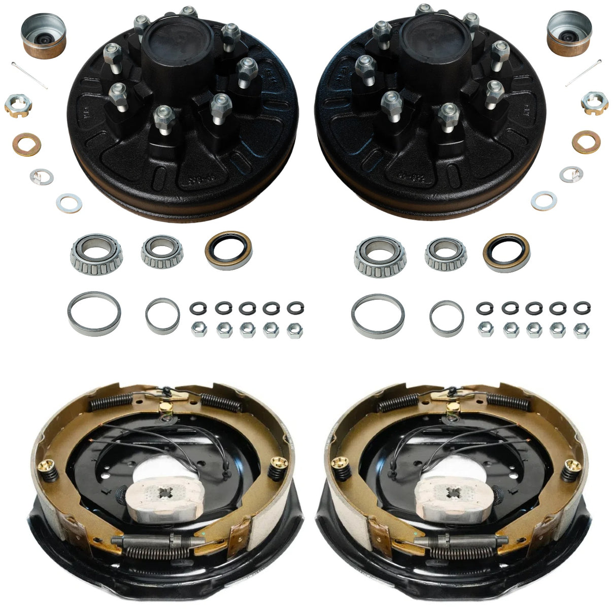 7,000 lb Brake & Drum Kit – 12"x2" Self-Adjusting Electric Brakes+ 8 on 6.5" Drums with 9/16" Studs