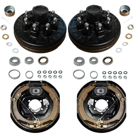 7,000 lb Axles Trailer Brake & Drum Kit , 12"x2" Electric Brake Pair + 8 on 6.5" Drum Hubs with 1/2" Studs-Trailer Supplies