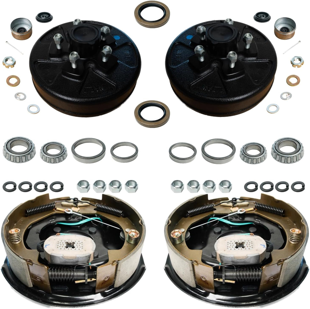 3,500 lb Axles 10" x 2-1/4" Manual Electric Trailer Brake Assembly,4-Bolt Mount-Trailer Supplies