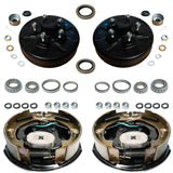 3500 lb Axles Trailer Brake & Drum Kit , 10"x2-1/4" Electric Brake Assembly + 5-Lug 4.5" Bolt Circle Brake Drums, 1 Pair Complete Replacement Assembly-Trailer Supplies