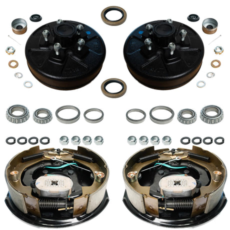 3500 lb Axles Trailer Brake & Drum Kit , 10"x2-1/4" Electric Brake Assembly + 5-Lug 4.5" Bolt Circle Brake Drums, 1 Pair Complete Replacement Assembly-Trailer Supplies