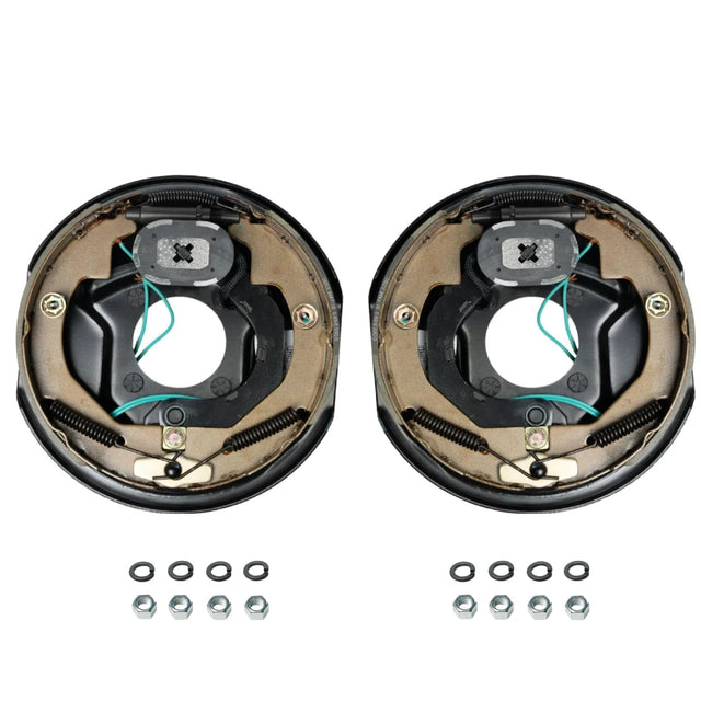 3,500 lb Axles 10" x 2-1/4" Manual Electric Trailer Brake Assembly,4-Bolt Mount-Trailer Supplies