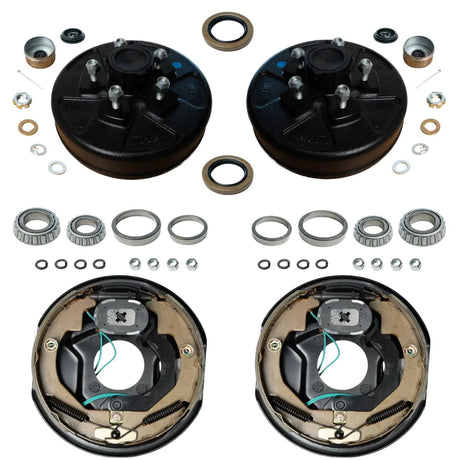 3500 lb Axles Trailer Brake & Drum Kit , 10"x2-1/4" Electric Brake Assembly + 5-Lug 4.5" Bolt Circle Brake Drums, 1 Pair Complete Replacement Assembly-Trailer Supplies