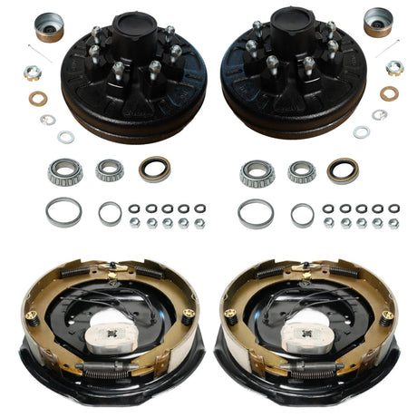 7,000 lb Axles Trailer Brake & Drum Kit , 12"x2" Electric Brake Pair + 8 on 6.5" Drum Hubs with 1/2" Studs-Trailer Supplies