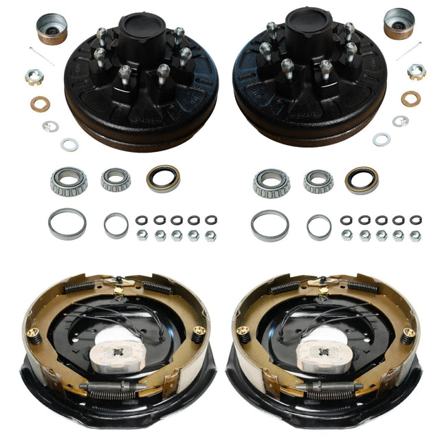 7,000 lb Axles Trailer Brake & Drum Kit , 12"x2" Electric Brake Pair + 8 on 6.5" Drum Hubs with 1/2" Studs-Trailer Supplies