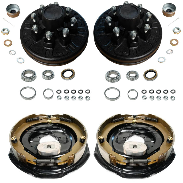 7,000 lb Axles – 12"x2" Manual Electric Brake & Drum Kit for 7,000 lb Axles – 8 on 6.5", 9/16" Studs, Manual-Adjust Brake Assemblies-Trailer Supplies