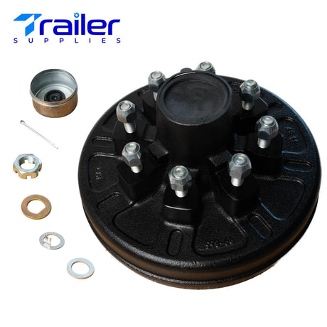 7,000 lb Axles – 12"x2" Manual Electric Brake & Drum Kit for 7,000 lb Axles – 8 on 6.5", 9/16" Studs, Manual-Adjust Brake Assemblies-Trailer Supplies