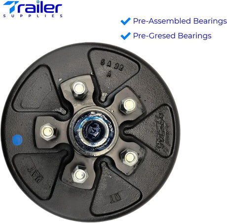3500 lb Axles Trailer Brake & Drum Kit , 10"x2-1/4" Electric Brake Assembly + 5-Lug 4.5" Bolt Circle Brake Drums, 1 Pair Complete Replacement Assembly-Trailer Supplies