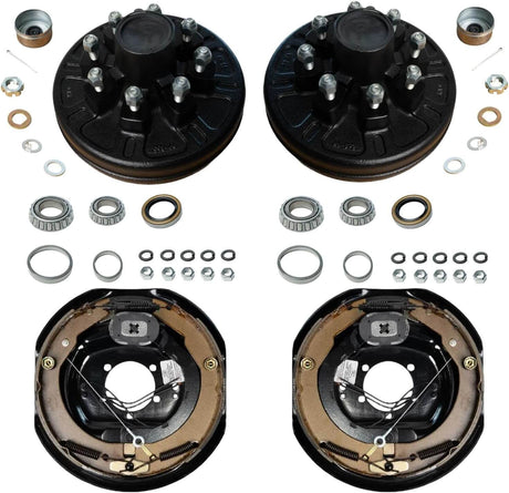 7,000 lb Brake & Drum Kit – 12"x2" Self-Adjusting Electric Brakes+ 8 on 6.5" Drums with 9/16" Studs,-Trailer Supplies