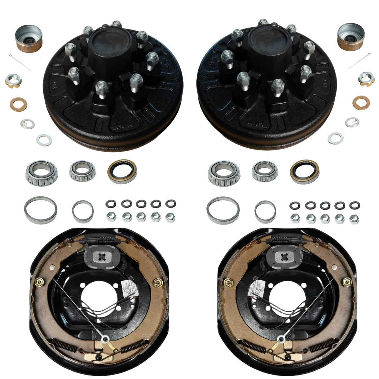 7,000 lb Axles – 12"x2" Manual Electric Brake & Drum Kit for 7,000 lb Axles – 8 on 6.5", 9/16" Studs, Manual-Adjust Brake Assemblies-Trailer Supplies
