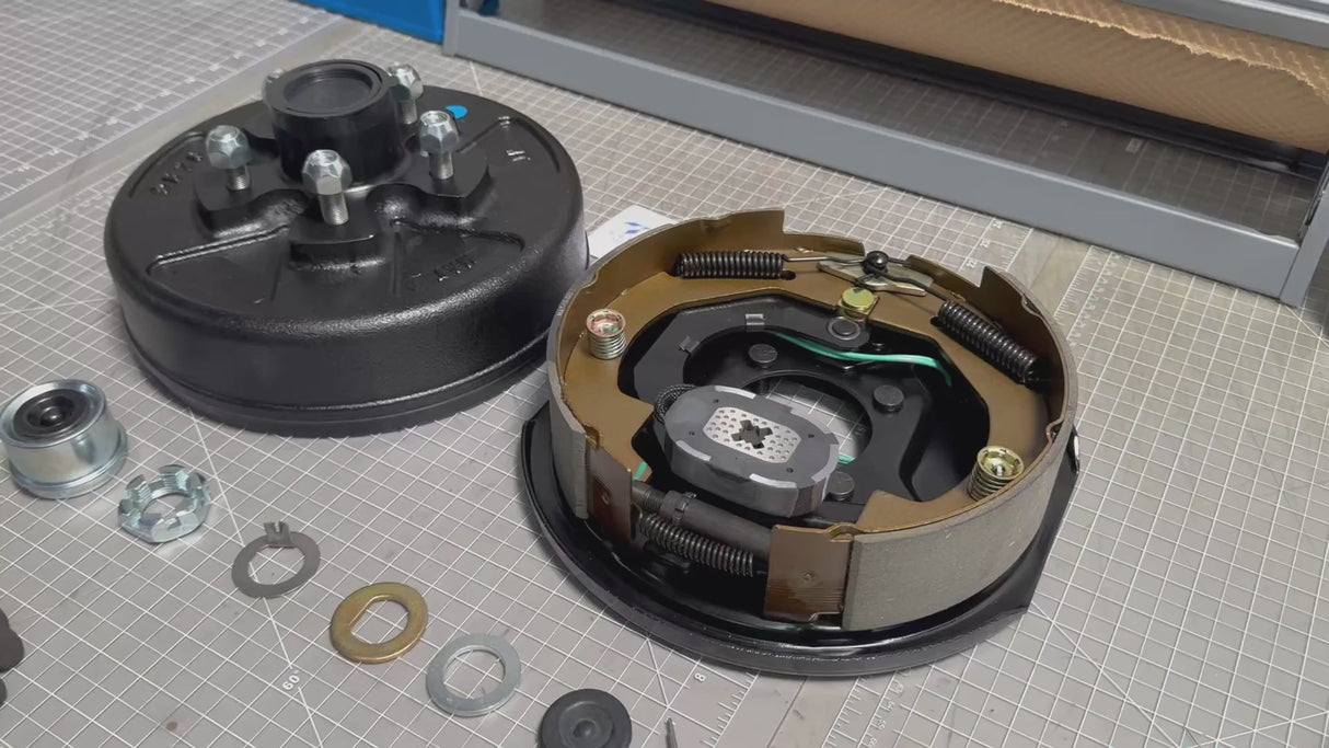 3500 lb Axles Trailer Brake & Drum Kit , 10"x2-1/4" Electric Brake Assembly + 5-Lug 4.5" Bolt Circle Brake Drums, 1 Pair Complete Replacement Assembly-Trailer Supplies