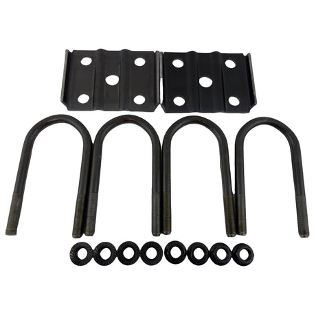 3,500 lb trailer axle U-bolt kit with U-bolts, tie plates, and hardware for secure suspension connection.
