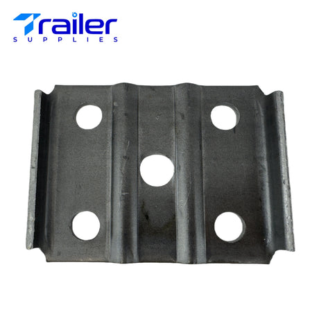Metal tie plate for 3500 lb trailer axle U-bolt kit, designed for secure suspension connections.